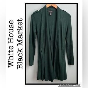 White House Black Market Open Front Forest Green Cardigan Size XS